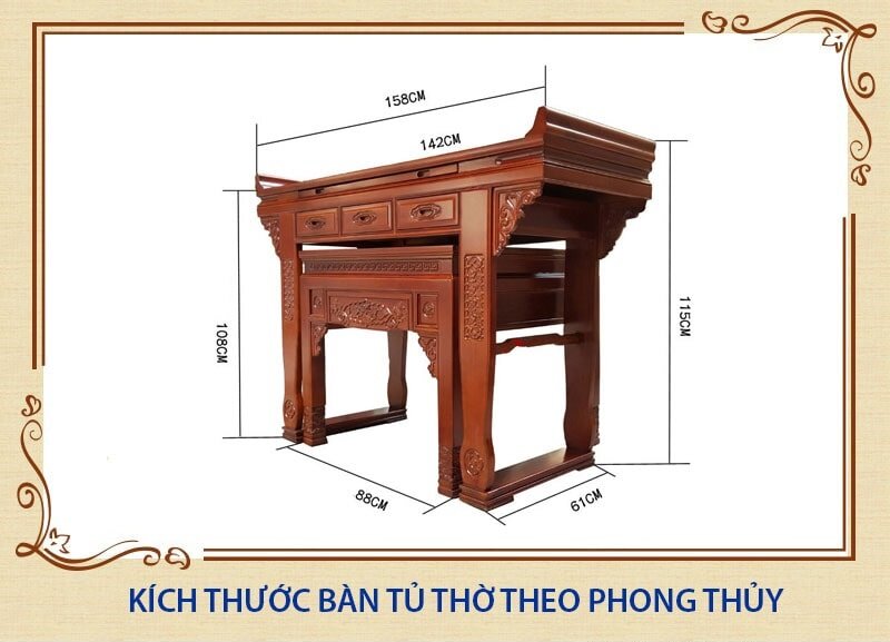 Các kích thước bàn tủ thờ theo phong thủy chuẩn nhất 2020